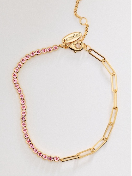 Anthropologie Jewelry - Anthropologie 14KT Gold Plated Bracelet Dainty New Colorful Pink Rose Stone